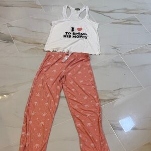 Fashion Nova White and Pink Sleepwear Set